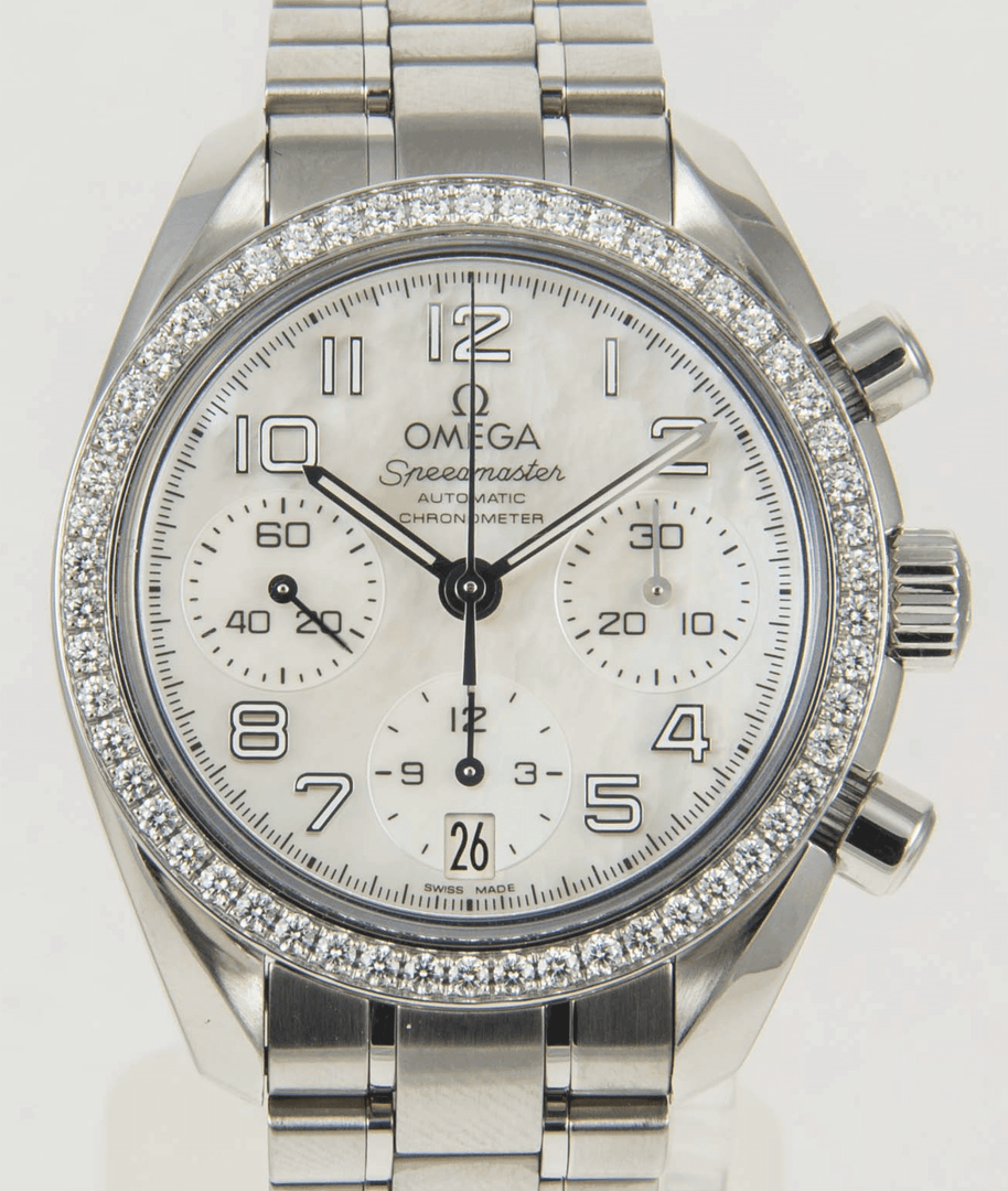 Omega Speedmaster Ladies Damenuhr Diamanten Automatik Perlmutt 324.15.38.40.05.001