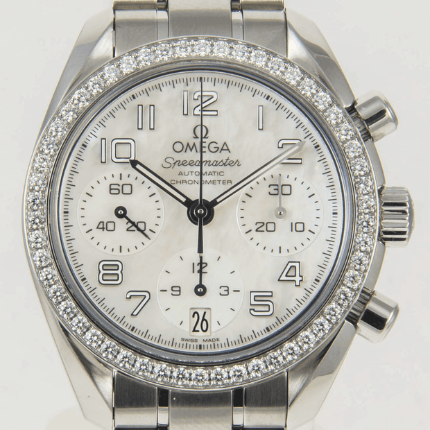 Omega Speedmaster Ladies Damenuhr Diamanten Automatik Perlmutt 324.15.38.40.05.001