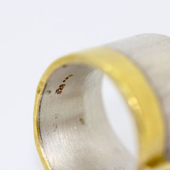 Designer-Ring aus Sterlingsilber und 21,6 Karat Gold mit Aquamarin und Turmalin