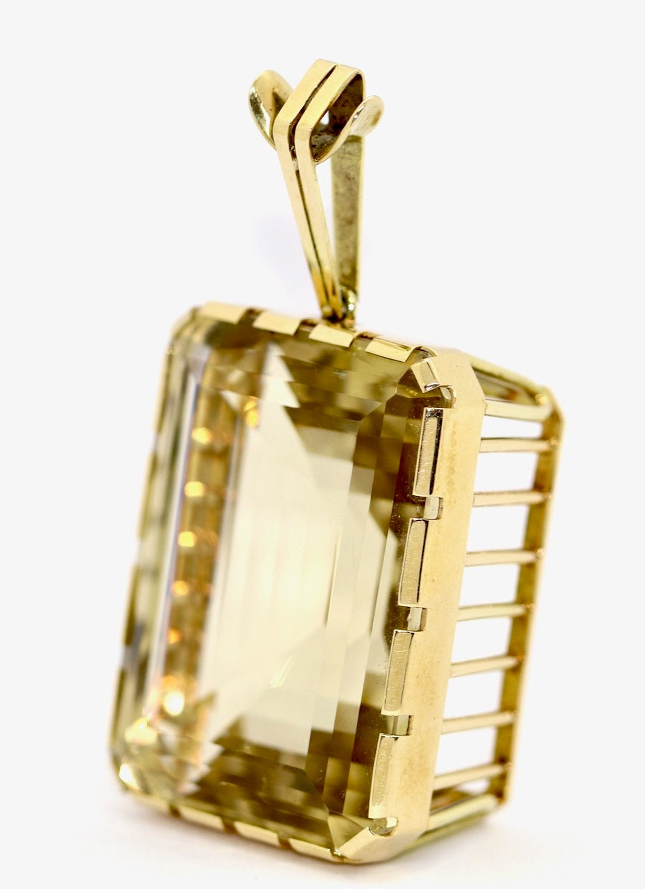 Übergroßer 14 Karat Gold, Citrin-Anhänger,