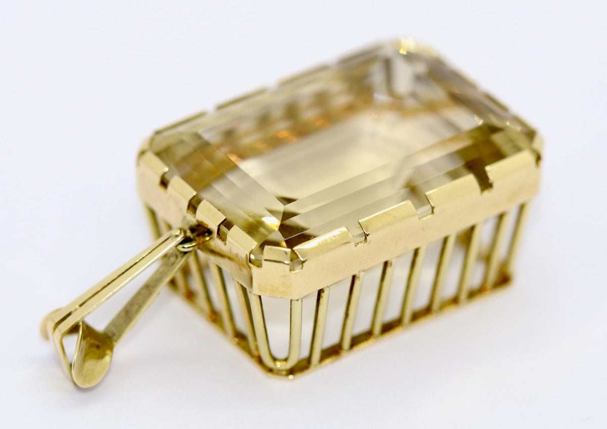 Übergroßer 14 Karat Gold, Citrin-Anhänger,