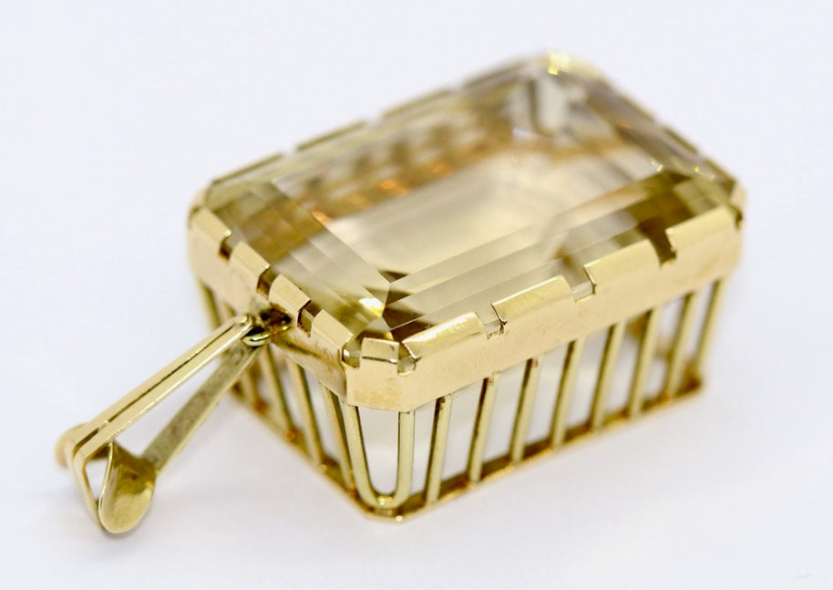 Übergroßer 14 Karat Gold, Citrin-Anhänger,