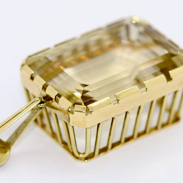 Übergroßer 14 Karat Gold, Citrin-Anhänger,