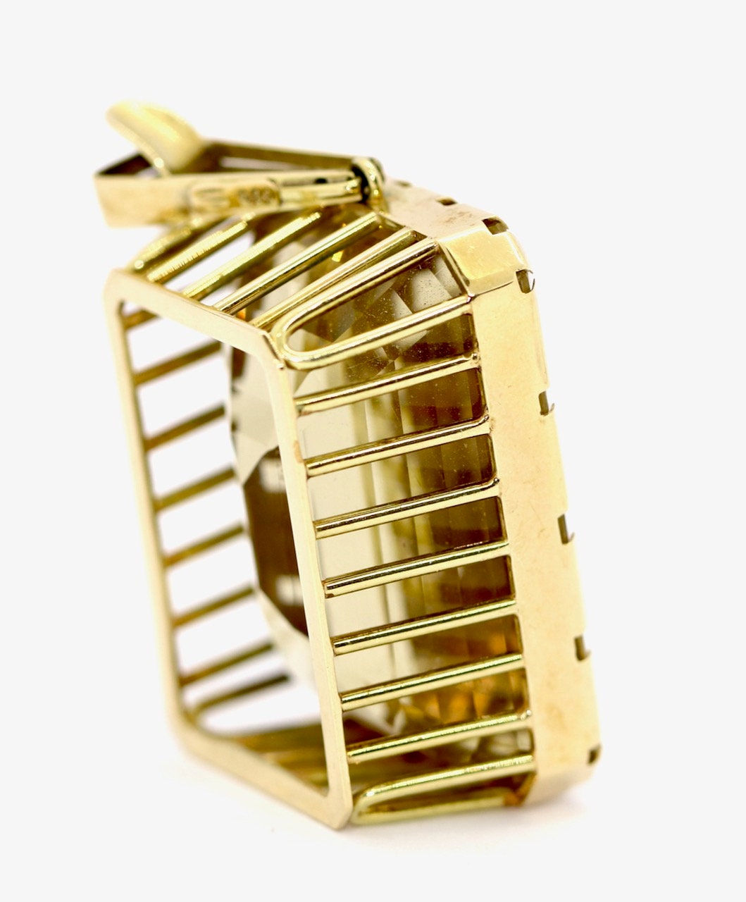 Übergroßer 14 Karat Gold, Citrin-Anhänger,