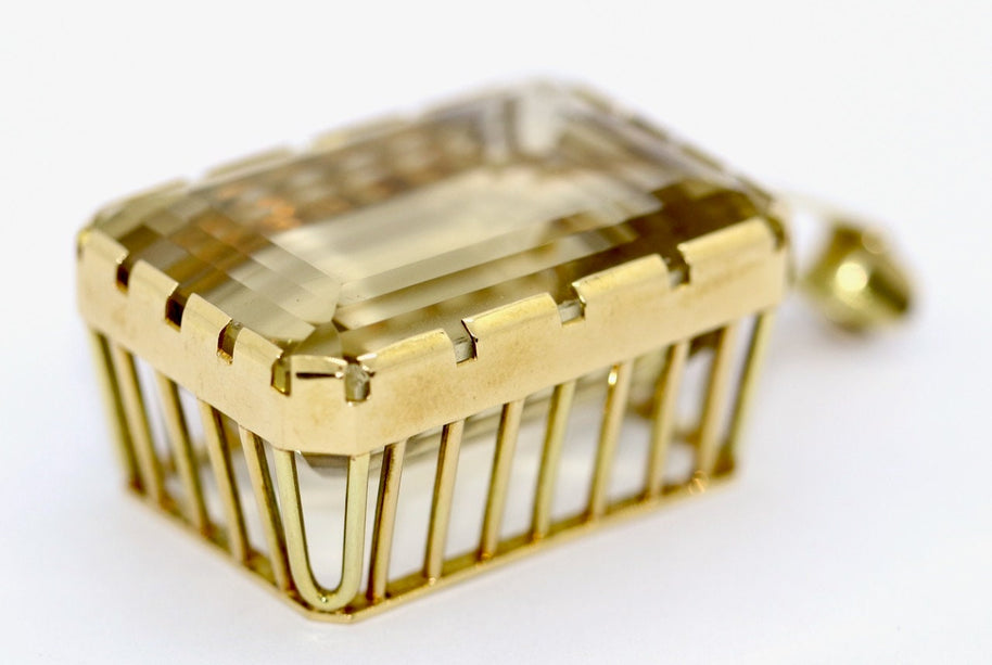 Übergroßer 14 Karat Gold, Citrin-Anhänger,