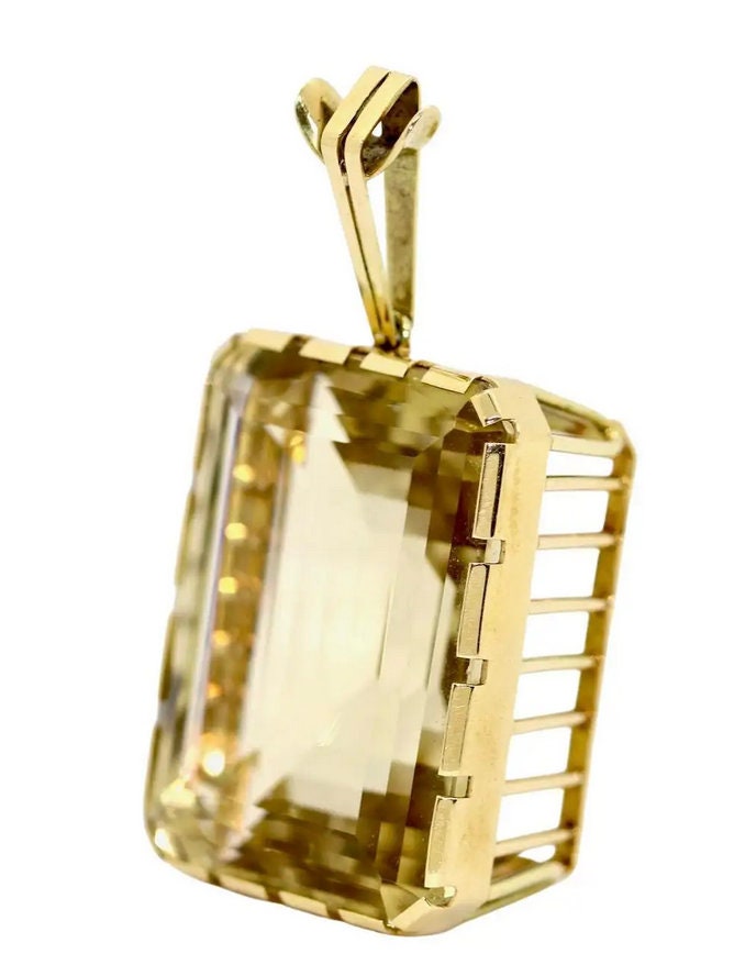 Übergroßer 14 Karat Gold, Citrin-Anhänger,