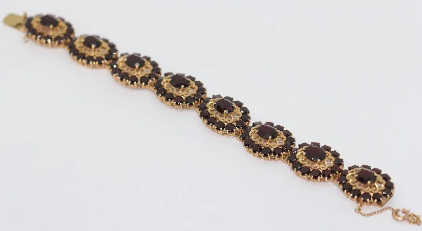 Bezauberndes Damen Granat-Armband, 14 Karat Gold