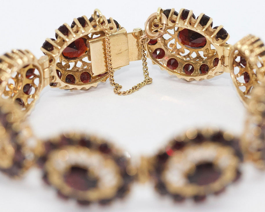 Bezauberndes Damen Granat-Armband, 14 Karat Gold