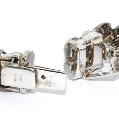 Massive Gold Halskette, Collier, 18 Karat Weißgold, besetzt mit weißen und schwarzen Diamanten