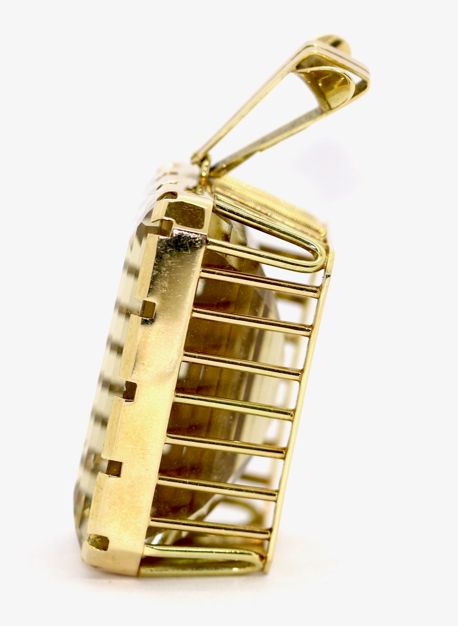 Übergroßer 14 Karat Gold, Citrin-Anhänger,