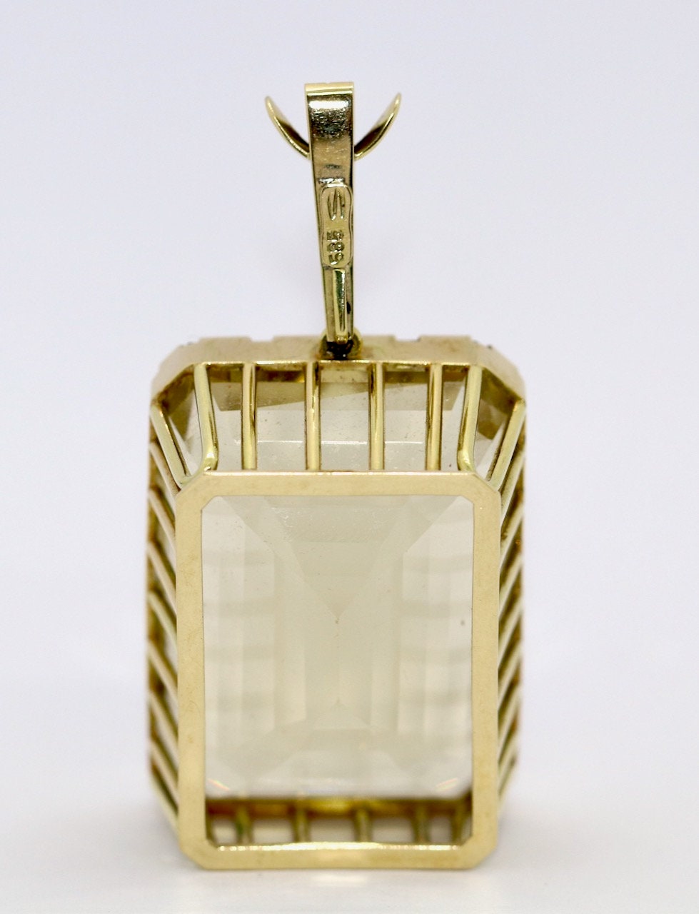 Übergroßer 14 Karat Gold, Citrin-Anhänger,