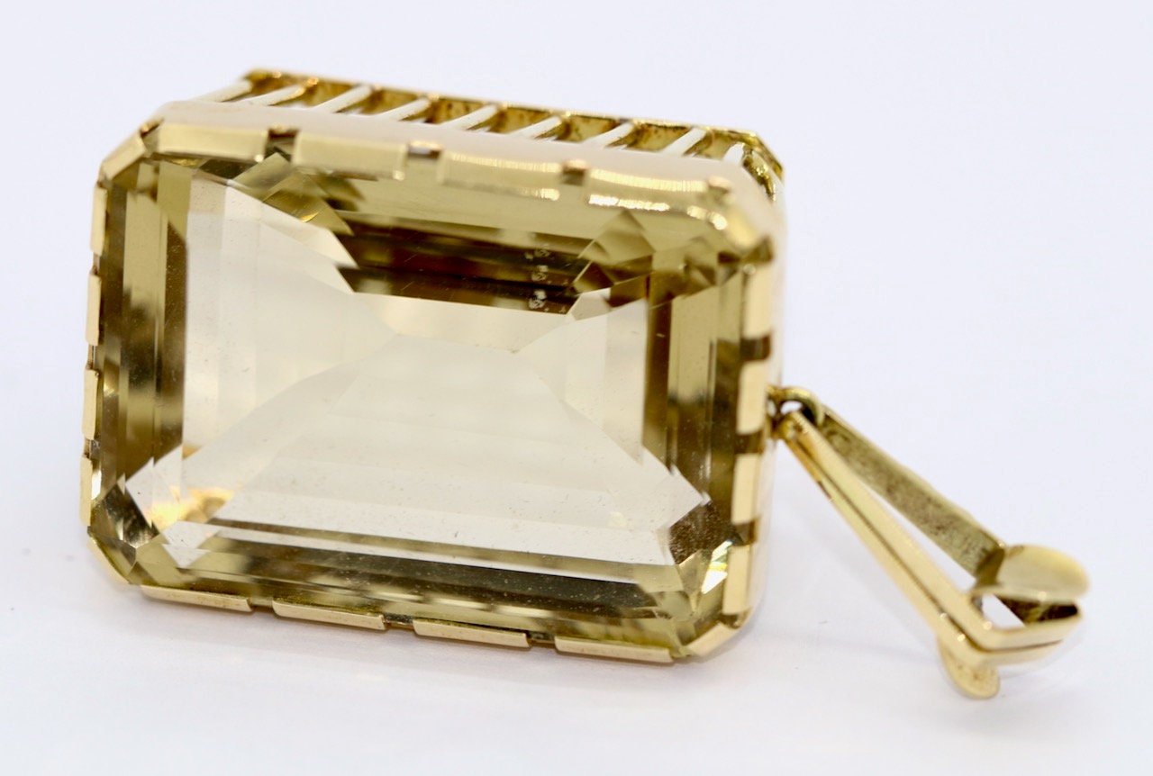 Übergroßer 14 Karat Gold, Citrin-Anhänger,