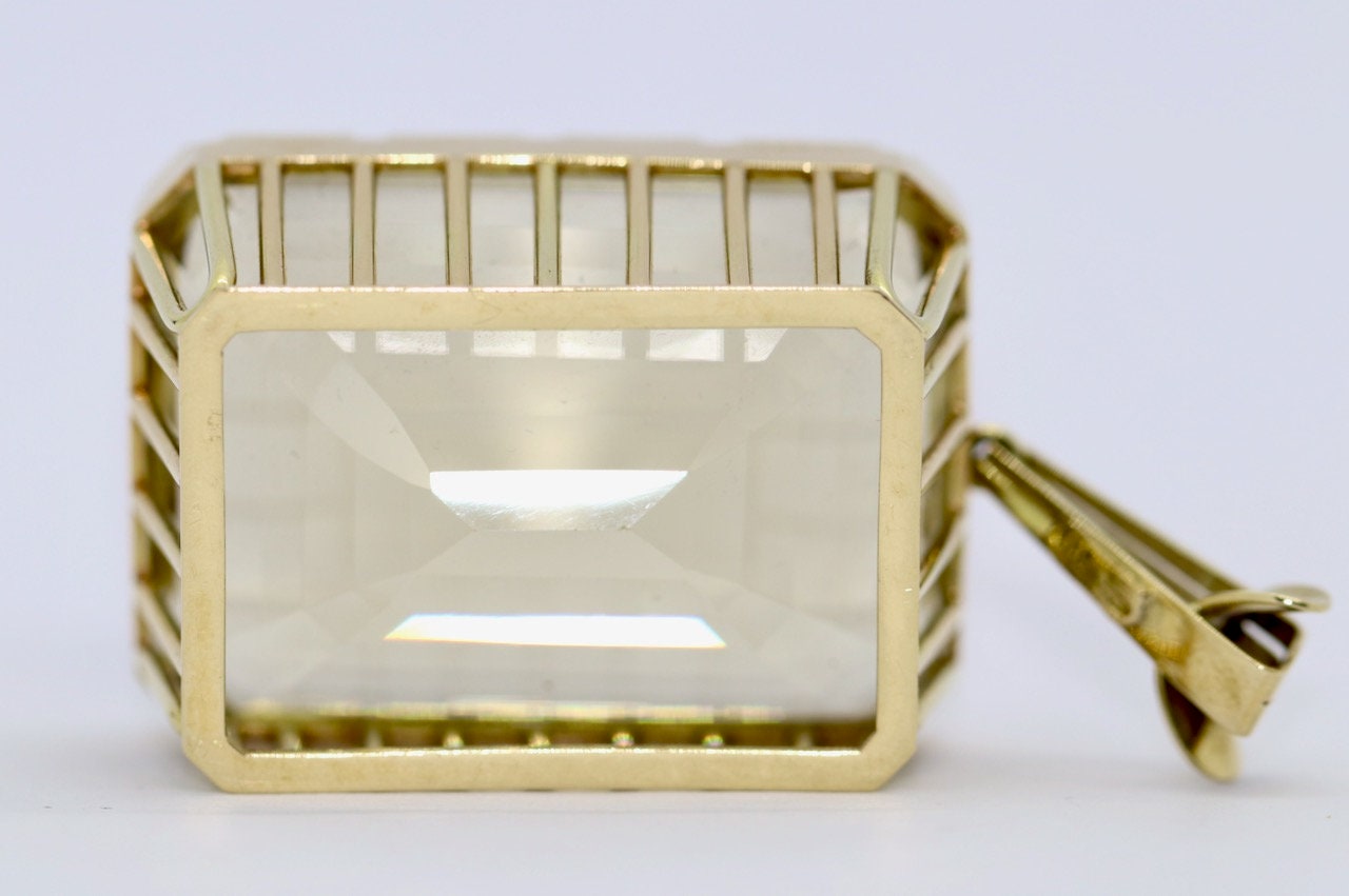 Übergroßer 14 Karat Gold, Citrin-Anhänger,