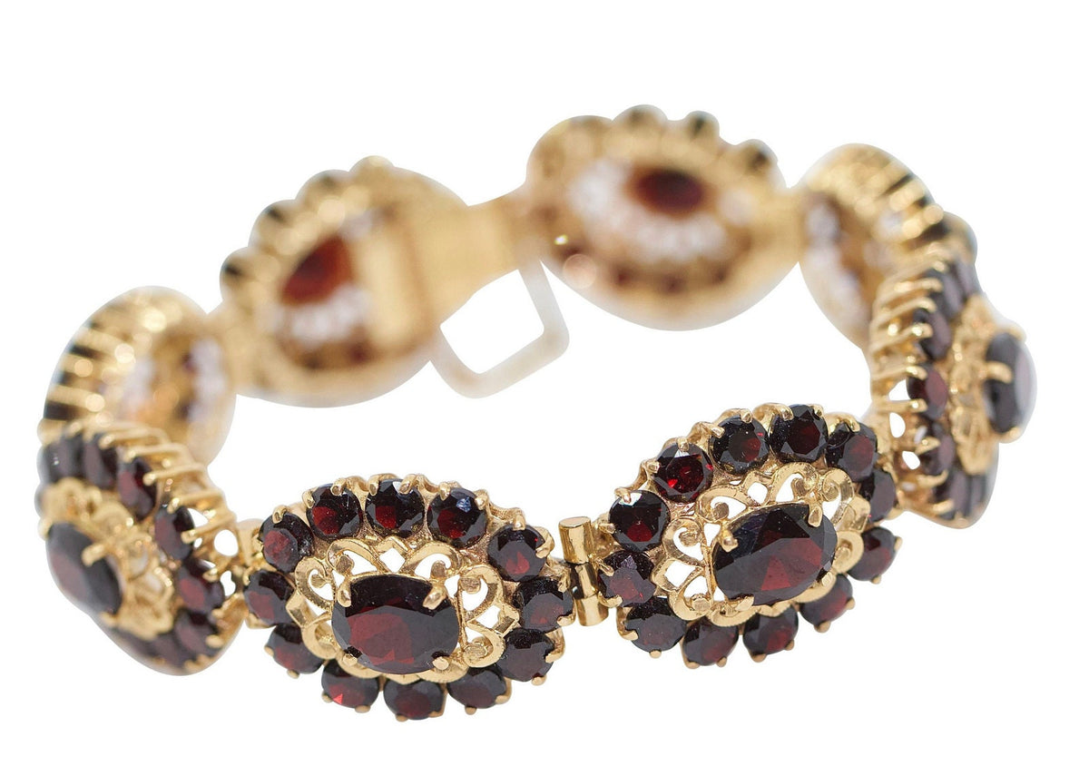 Bezauberndes Damen Granat-Armband, 14 Karat Gold