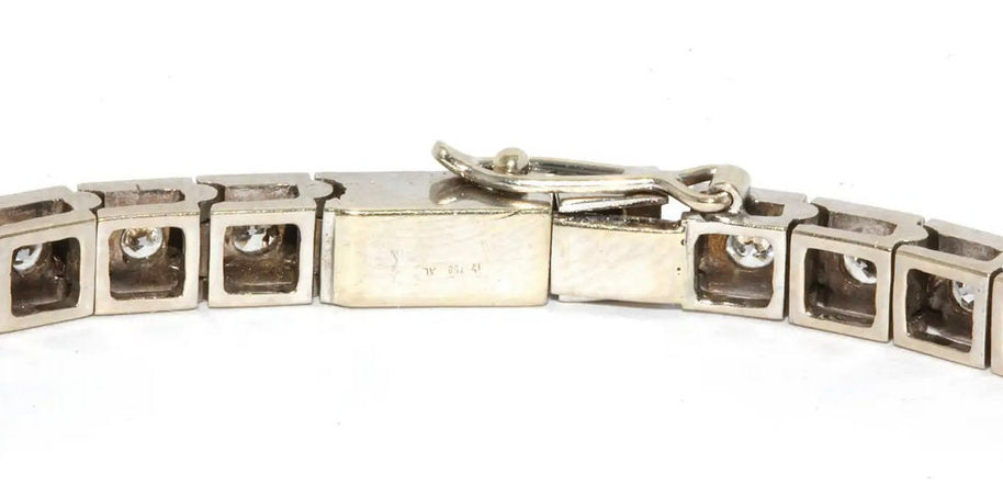 18 Karat Weißgold Tennisarmband, besetzt mit 38 runden weißen Diamanten