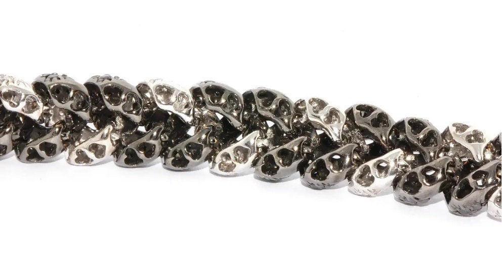 Massive Gold Halskette, Collier, 18 Karat Weißgold, besetzt mit weißen und schwarzen Diamanten