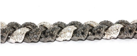 Massive Gold Halskette, Collier, 18 Karat Weißgold, besetzt mit weißen und schwarzen Diamanten