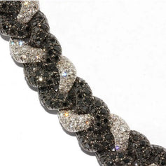 Massive Gold Halskette, Collier, 18 Karat Weißgold, besetzt mit weißen und schwarzen Diamanten