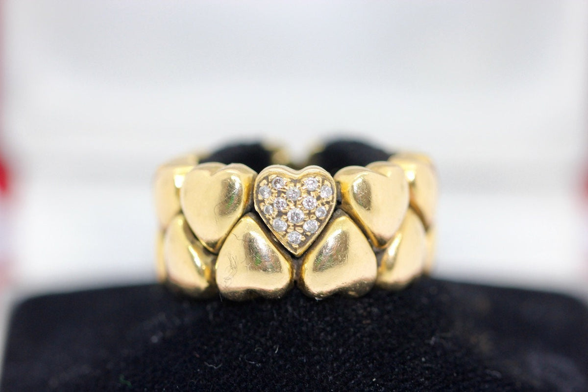 Cartier Double Heart Coeur Band Ring, 18 Karat Gold with Diamonds