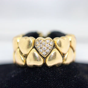Cartier Double Heart Coeur Band Ring, 18 Karat Gold with Diamonds