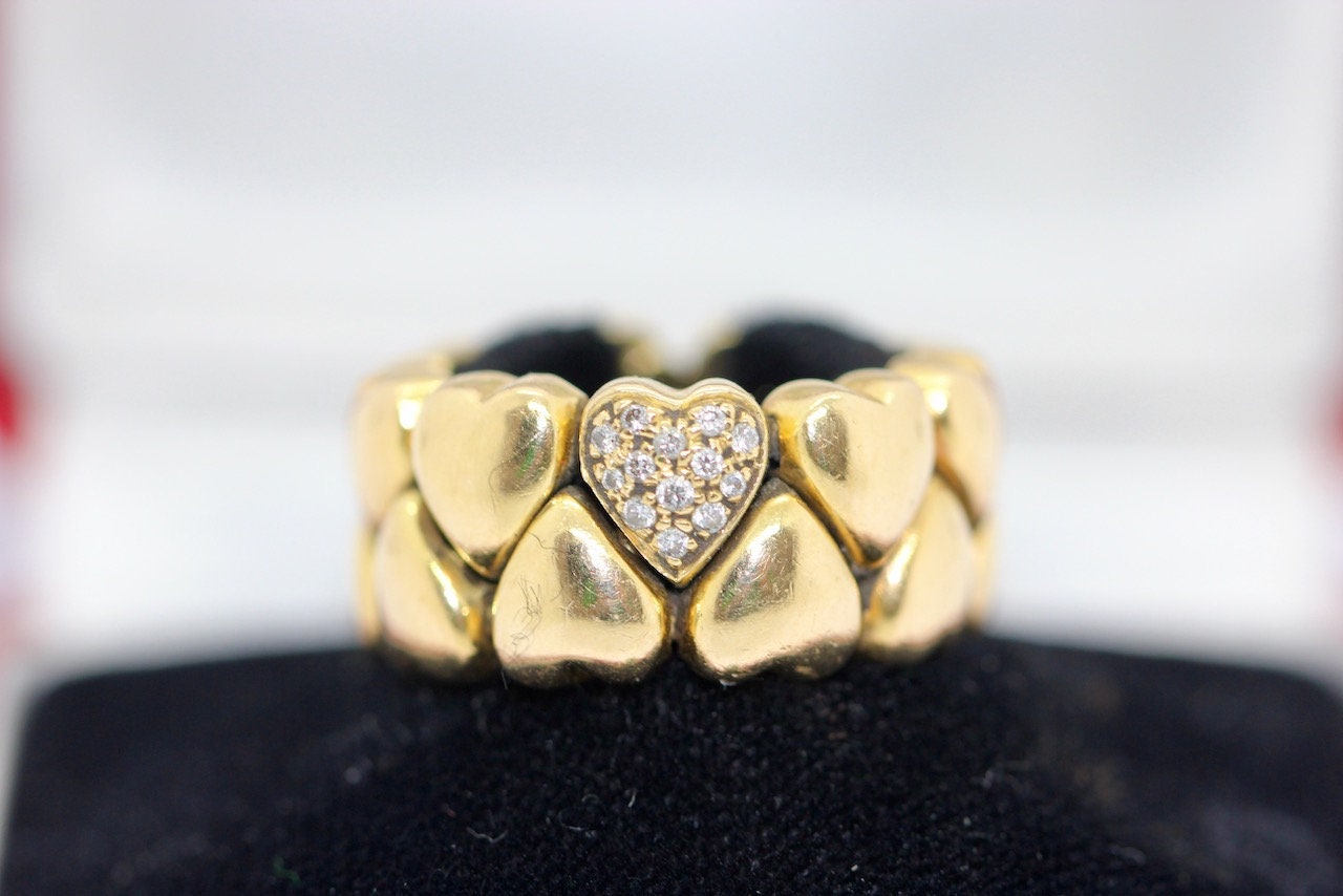 Cartier Double Heart Coeur Band Ring, 18 Karat Gold with Diamonds