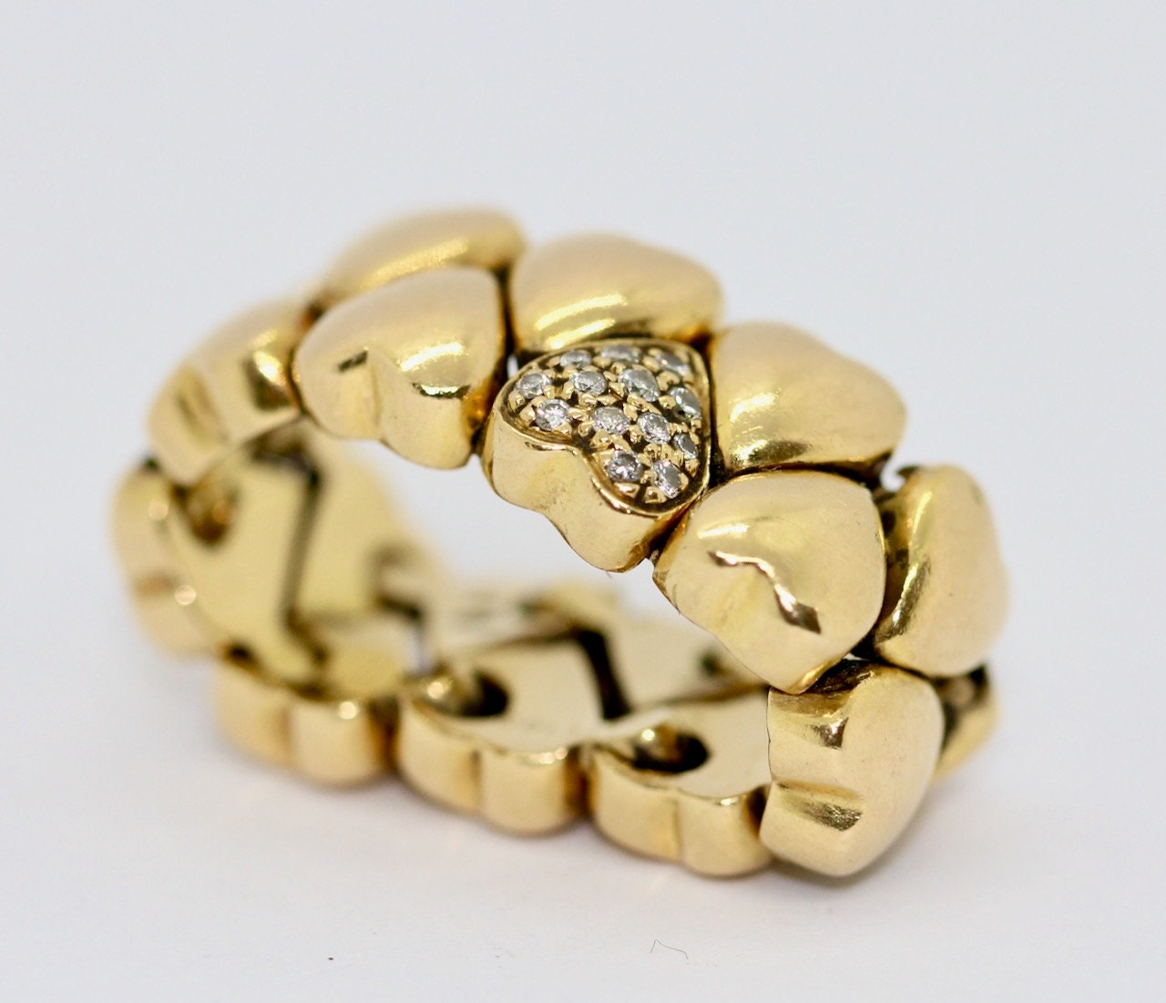 Cartier Double Heart Coeur Band Ring, 18 Karat Gold with Diamonds