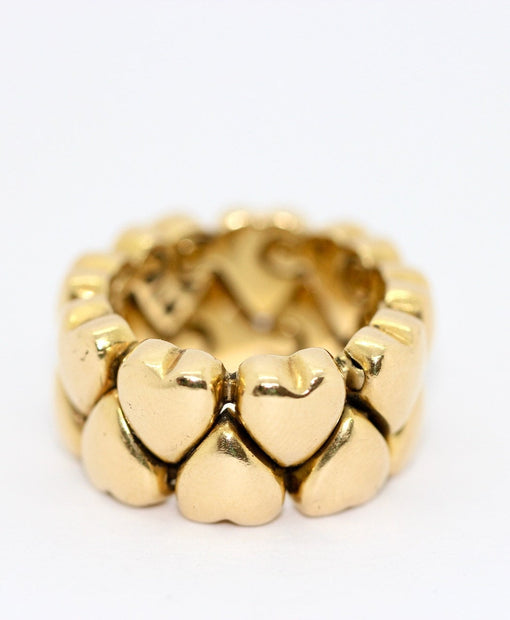 Cartier Double Heart Coeur Band Ring, 18 Karat Gold with Diamonds