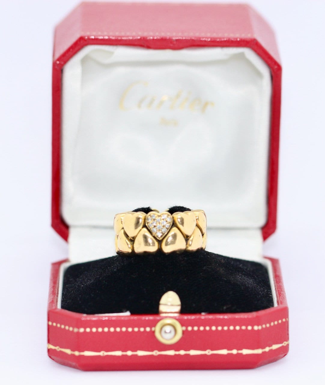 Cartier Double Heart Coeur Band Ring, 18 Karat Gold with Diamonds