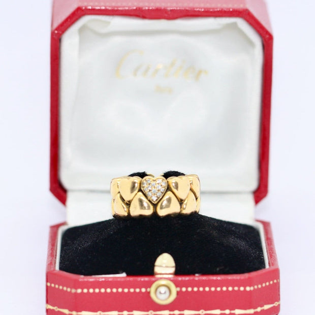 Cartier Double Heart Coeur Band Ring, 18 Karat Gold with Diamonds