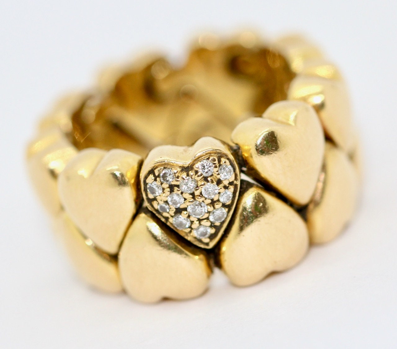Cartier Double Heart Coeur Band Ring, 18 Karat Gold with Diamonds
