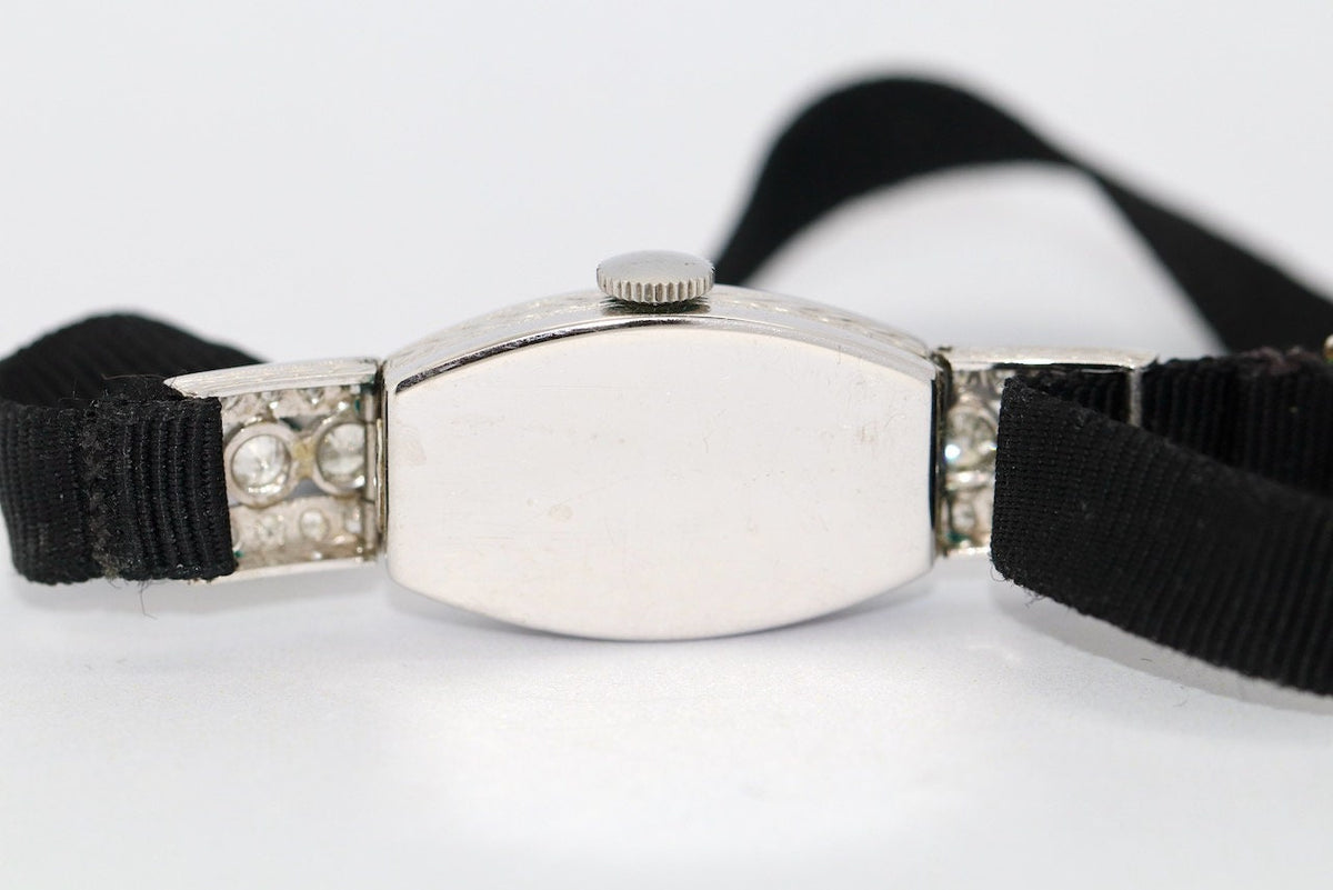 Rolex Art Deco Ladies Wristwatch, 18 Karat White Gold and Diamonds