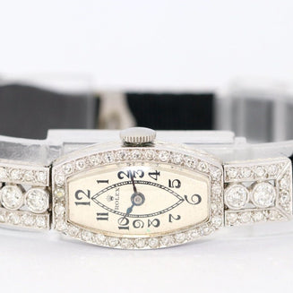 Rolex Art Deco Ladies Wristwatch, 18 Karat White Gold and Diamonds