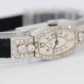 Rolex Art Deco Ladies Wristwatch, 18 Karat White Gold and Diamonds