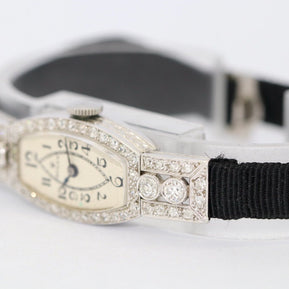 Rolex Art Deco Ladies Wristwatch, 18 Karat White Gold and Diamonds