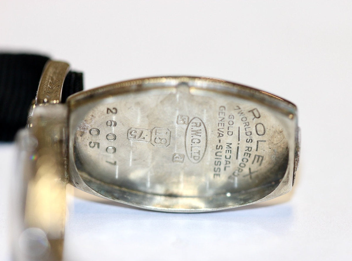Rolex Art Deco Ladies Wristwatch, 18 Karat White Gold and Diamonds