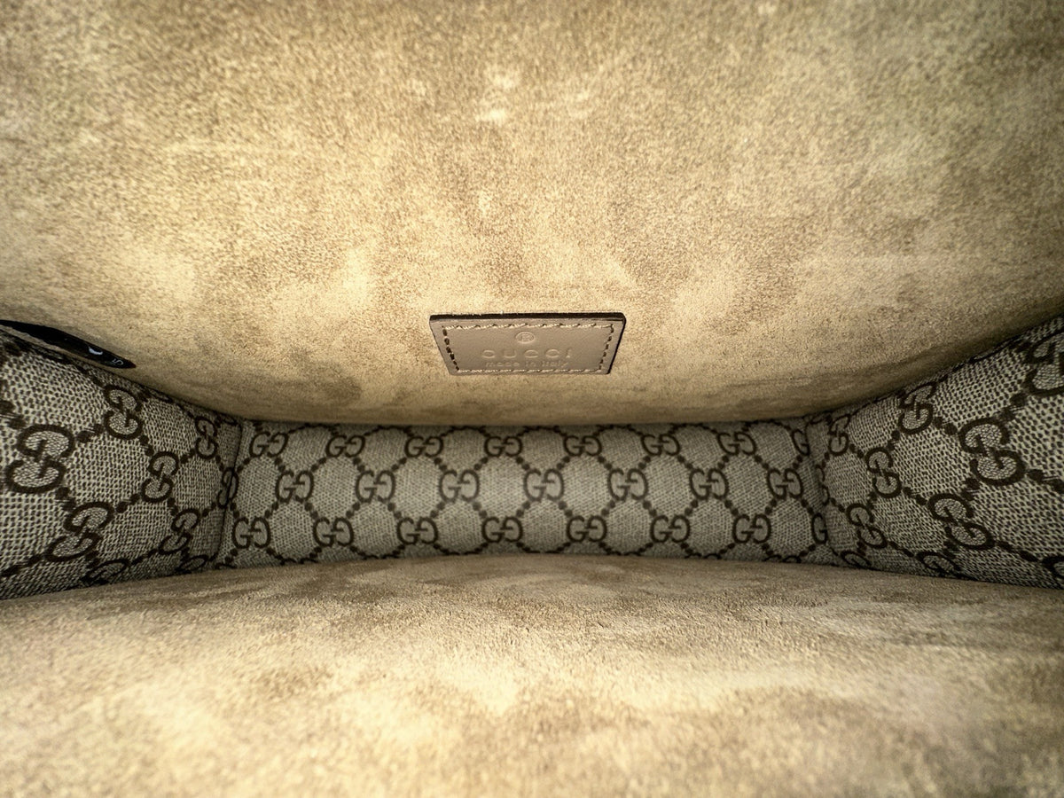 Gucci kleine Dionysus Schultertasche GG Supreme Beige/Taupe 2025 WIE NEU