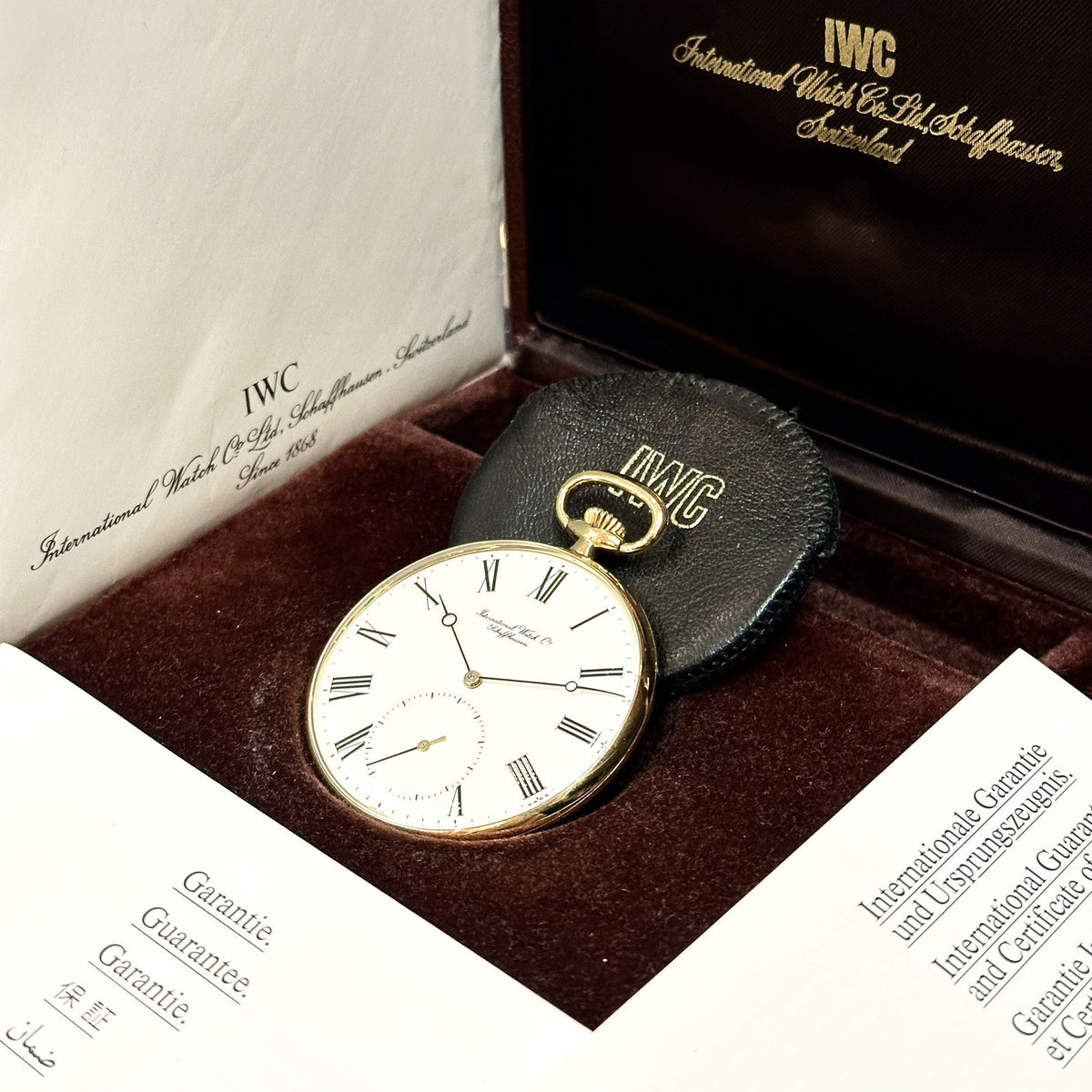 IWC Taschenuhr 18k 750er Gelbgold Handaufzug 46mm Ref. 5201 Cal. 952