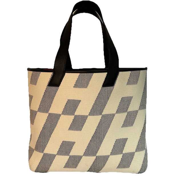 Hermes Cabas H 40 Shopper Tote Bag Canvas Swift Leder Schwarz Ecru