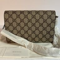 Gucci Dionysus Schultertasche Brieftasche mit Kette GG Supreme Beige/Taupe 2025