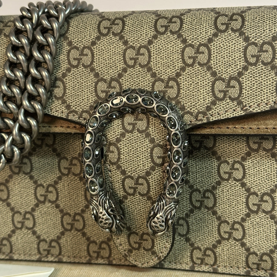 Gucci kleine Dionysus Schultertasche GG Supreme Beige/Taupe 2025 WIE NEU