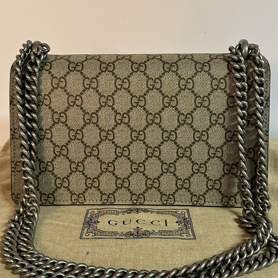 Gucci kleine Dionysus Schultertasche GG Supreme Beige/Taupe 2025 WIE NEU