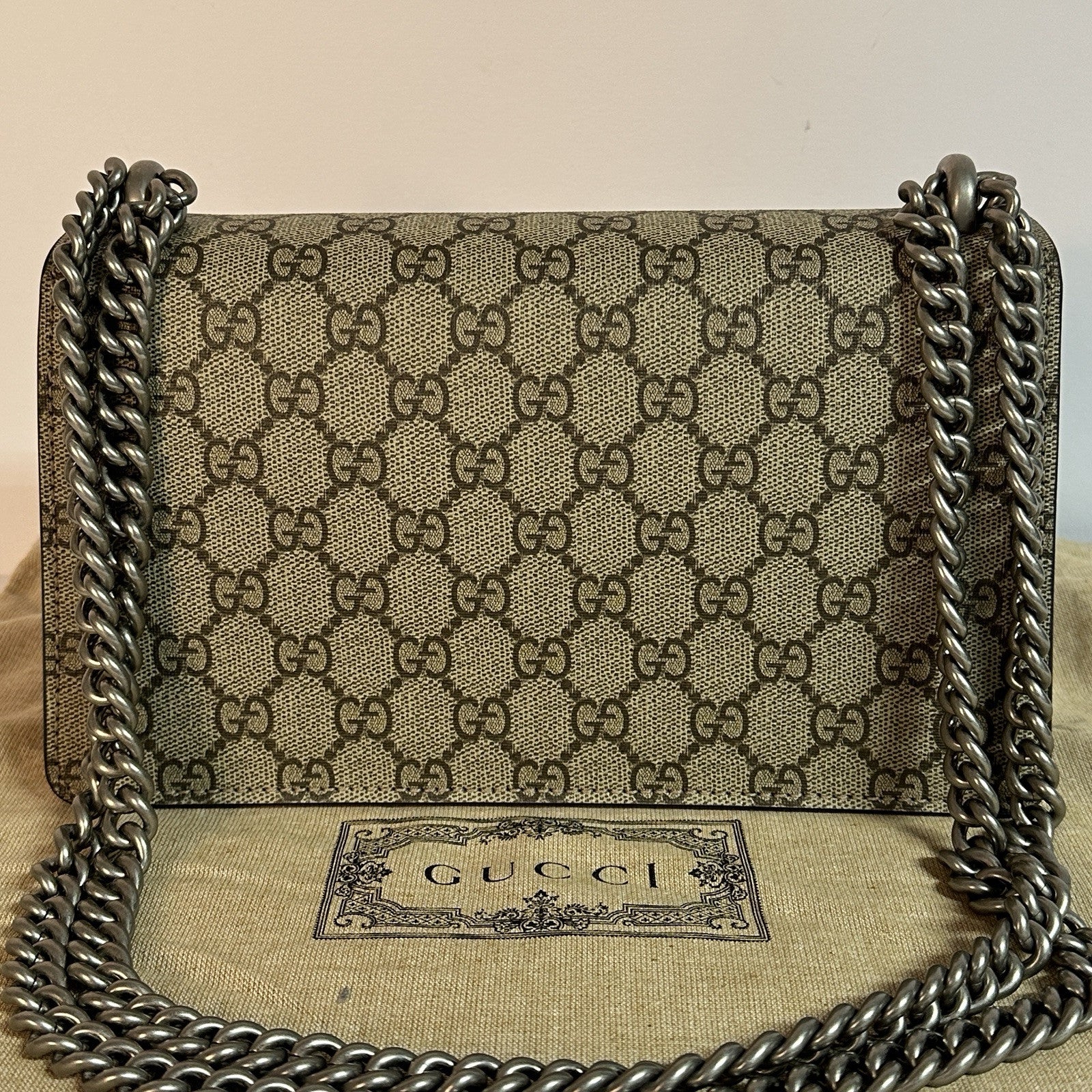 Gucci kleine Dionysus Schultertasche GG Supreme Beige/Taupe 2025 WIE NEU