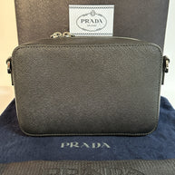 Prada Brique Umhängetasche Schwarz Saffiano Leder TOP ZUSTAND 2022