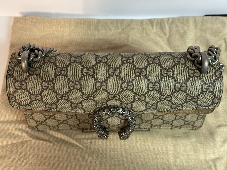 Gucci kleine Dionysus Schultertasche GG Supreme Beige/Taupe 2025 WIE NEU
