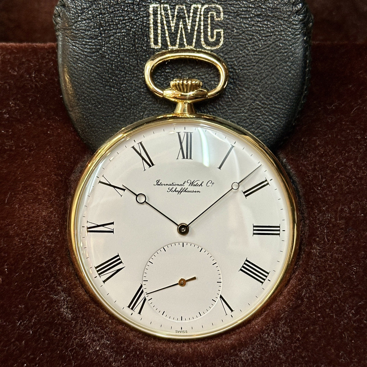 IWC Taschenuhr 18k 750er Gelbgold Handaufzug 46mm Ref. 5201 Cal. 952