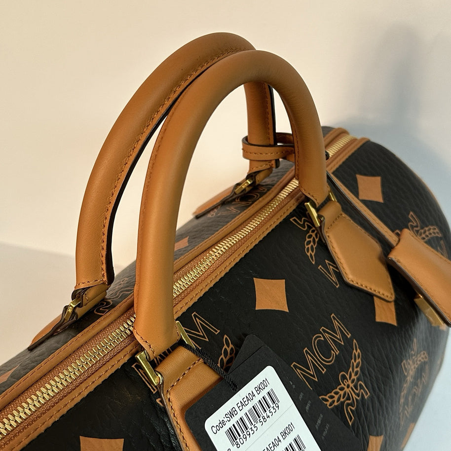 MCM ELLA MAXI BOSTON BAG SPEEDY BRAUN/SCHWARZ UMHÄNGETASCHE SOLD OUT!