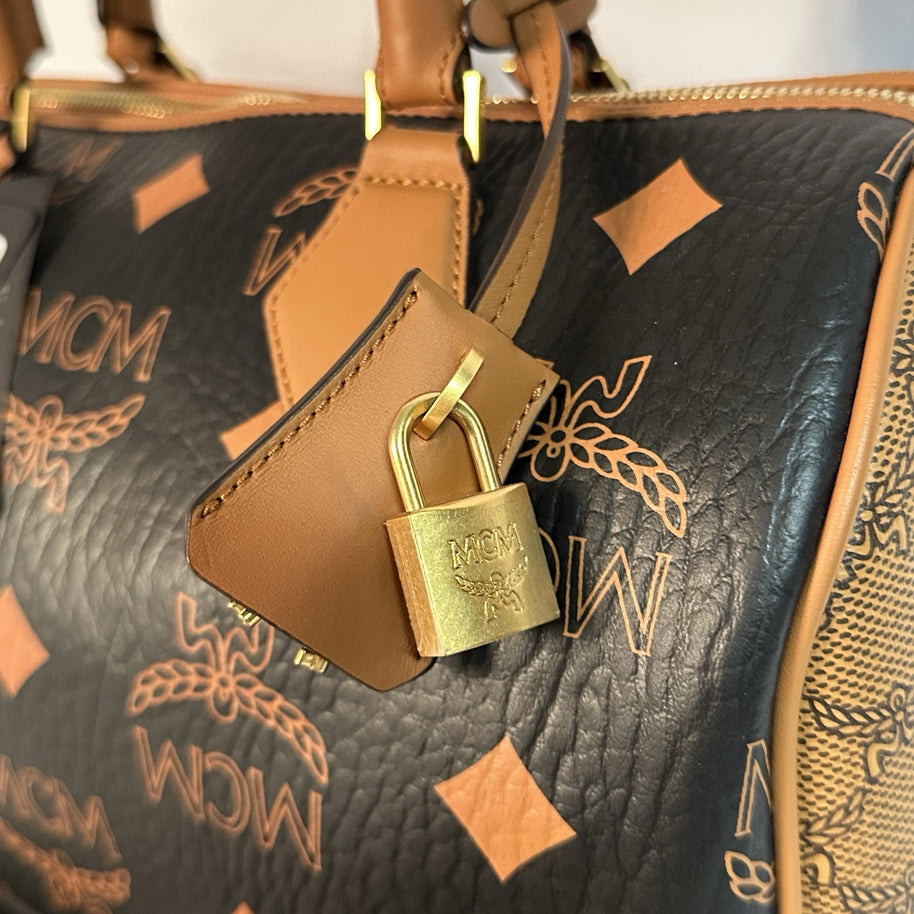 MCM ELLA MAXI BOSTON BAG SPEEDY BRAUN/SCHWARZ UMHÄNGETASCHE SOLD OUT!